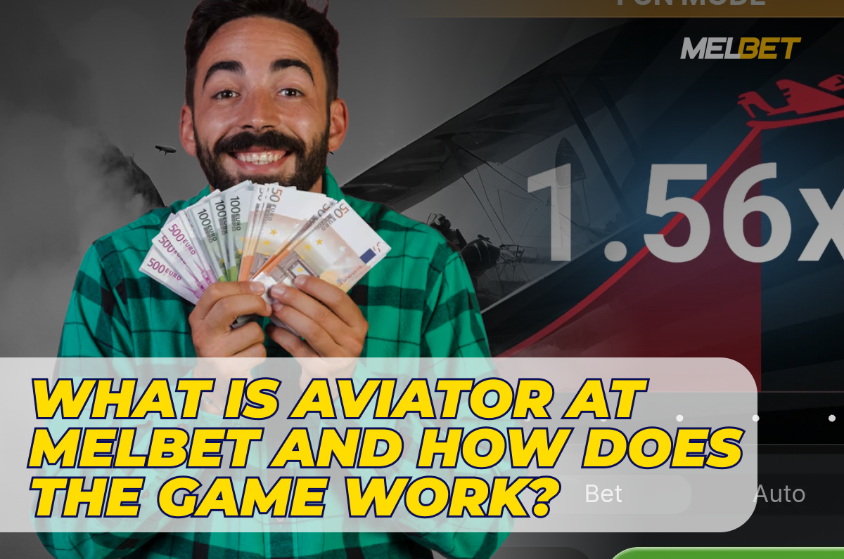 An informative graphic explaining the Aviator game at Melbet and its gameplay mechanics.